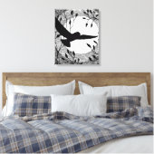Owl and Moon Cross Hatched Canvas Afdruk (Insitu (Slaapkamer))