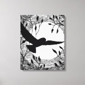 Owl and Moon Cross Hatched Canvas Afdruk (Voorkant)