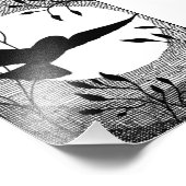 Owl and Moon Cross Hatched Foto Afdruk (Hoek)