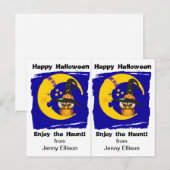 Owl and Sleepy Moon School Party Halloween Kaart (Voorkant / Achterkant)