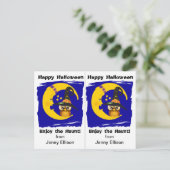 Owl and Sleepy Moon School Party Halloween Kaart (Staand voorkant)