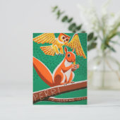 Owl and Squirrel Retro Czech Movie Poster Briefkaa Briefkaart (Staand voorkant)