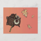 Owl Animals Art | An Owl On Old Paper Feestdagenkaart (Voorkant)