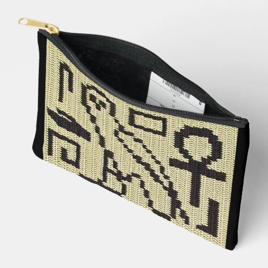 Owl Ankh Hieroglyphs Natural Artisan Crochet Print Etui (Open)