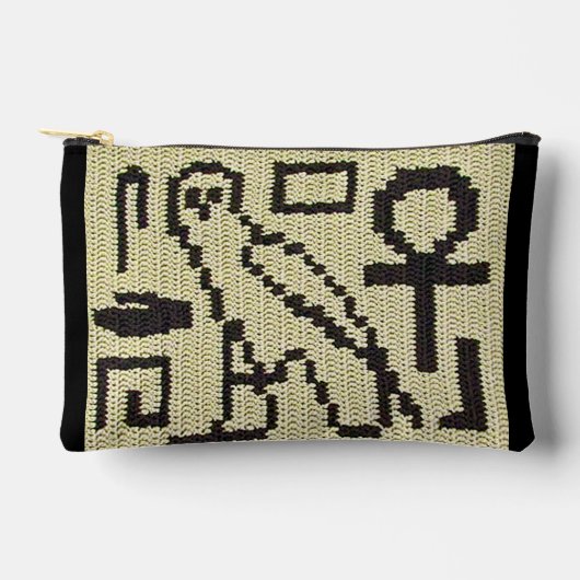 Owl Ankh Hieroglyphs Natural Artisan Crochet Print Etui (Voorkant)