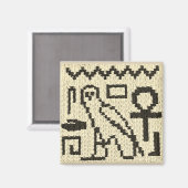 Owl Ankh Natural Hieroglyphs Crochet Print on Magneet (Voorkant / Achterkant)