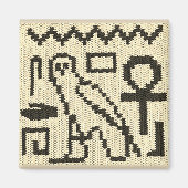 Owl Ankh Natural Hieroglyphs Crochet Print on Magneet (Voorkant)
