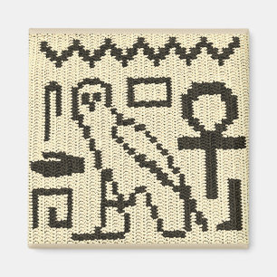 Owl Ankh Natural Hieroglyphs Crochet Print on Magneet