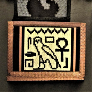 Owl Ankh Water Hieroglyphs Artisan Crochet Print Drievoud Portemonnee