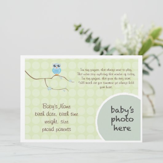 Owl Announcement Aankondiging (Staand voorkant)