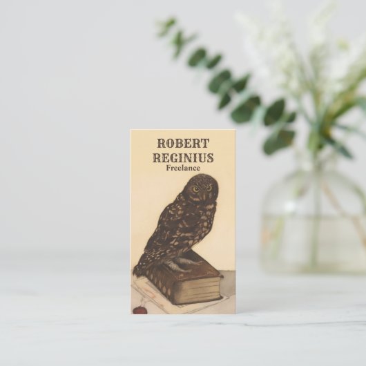 Owl Antiek Art Print Visitekaartje (Staand voorkant)