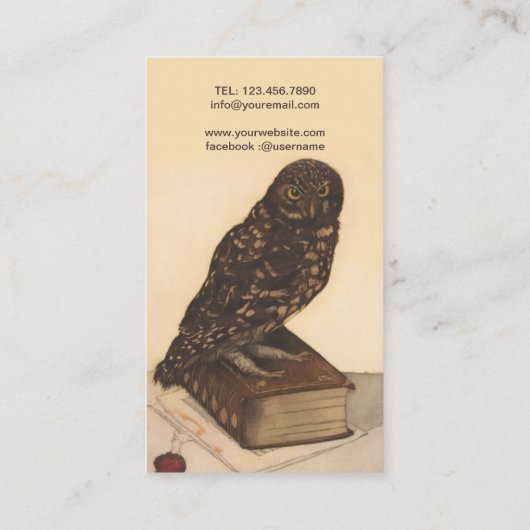 Owl Antiek Art Print Visitekaartje (Achterkant)