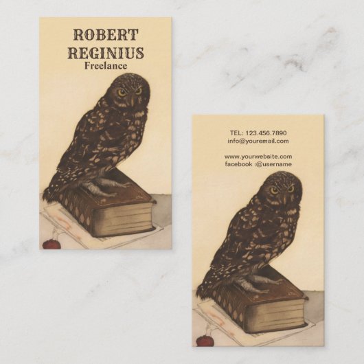 Owl Antiek Art Print Visitekaartje (Voorkant / Achterkant)