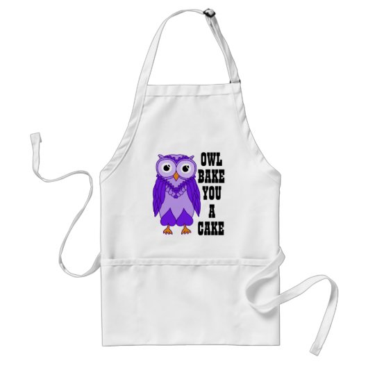 Owl Apron: Paars Standaard Schort (Voorkant)