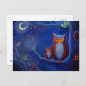 Owl Art Briefkaart - "Het bos bij nacht" (Voorkant / Achterkant)