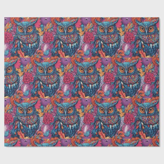 Owl Art Drawing Cadeaupapier (Vlak)