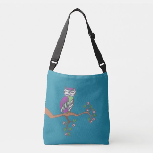 Owl Art Night Blue Crossbody Tas (Voorkant)