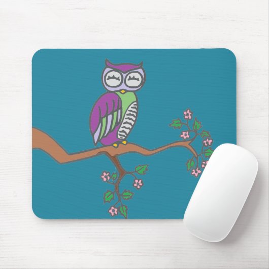 Owl Art Night Blue Muismat (Met muis)