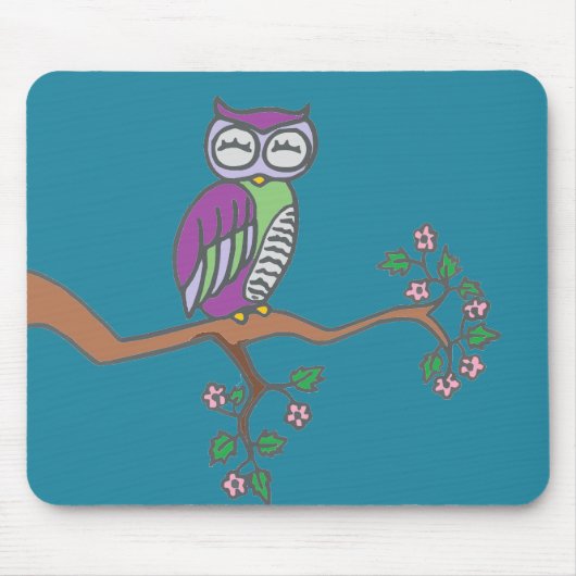 Owl Art Night Blue Muismat (Voorkant)
