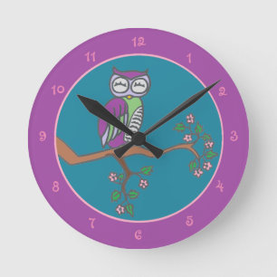 Owl Art Night Blue Ronde Klok