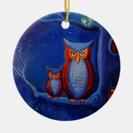 Owl Art Ornament - "The Forest at night" (Voorkant)