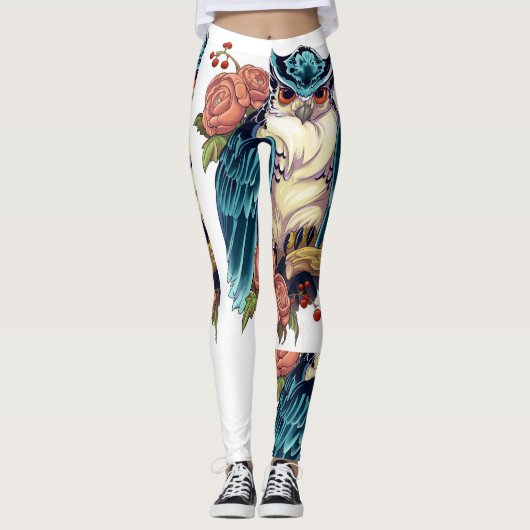Owl Art Tattoo Design Dames Leggings (Voorkant)