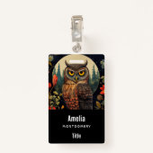 Owl at Night with a Full Moon Badge (Achterkant met clip)