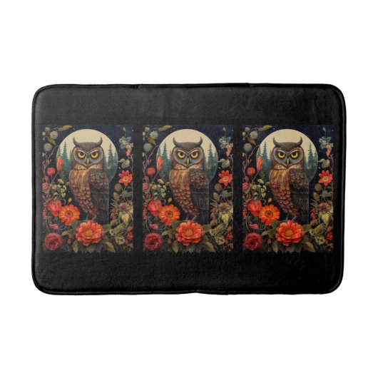 Owl at Night with a Full Moon Badmat (Voorkant)