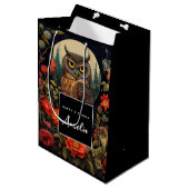 Owl at Night with a Full Moon Birthday Medium Cadeauzakje (Voorkant Gekanteld)