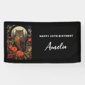 Owl at Night with a Full Moon Birthday Spandoek (Horizontaal)