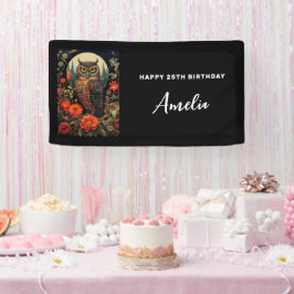 Owl at Night with a Full Moon Birthday Spandoek