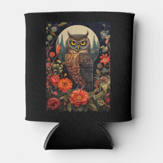 Owl at Night with a Full Moon Blikjeskoeler (Voorkant)