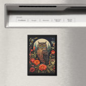 Owl at Night with a Full Moon Magneet (Insitu (Vaatwasser))