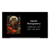 Owl at Night with a Full Moon Magnetisch Visitekaartje (Voorkant)