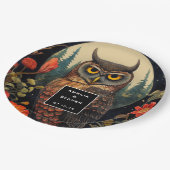 Owl at Night with a Full Moon Pattern Wedding Papieren Bordje (Gekanteld)