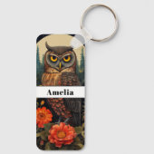 Owl at Night with a Full Moon Sleutelhanger (Achterkant)