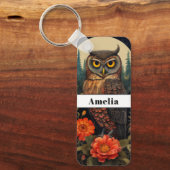 Owl at Night with a Full Moon Sleutelhanger (Voorkant)