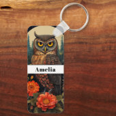 Owl at Night with a Full Moon Sleutelhanger (Achterkant)