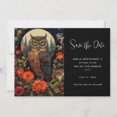 Owl at Night with a Full Moon Wedding Save The Date (Voorkant)