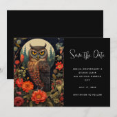 Owl at Night with a Full Moon Wedding Save The Date (Voorkant / Achterkant)