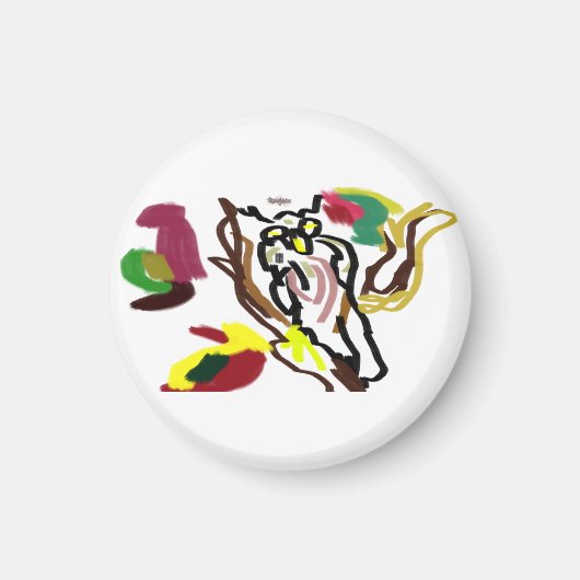 Owl autumn oil magneet (Voorkant)