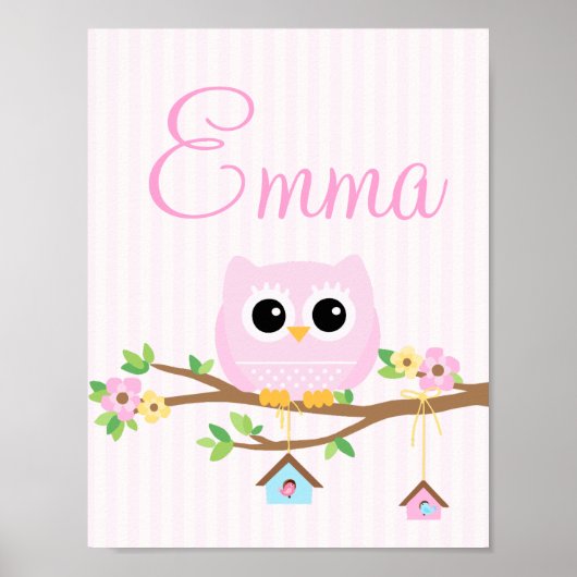 Owl Baby Girl gepersonaliseerd poster (Voorkant)