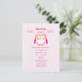 Owl Baby Girl PINK Wood Grain Pattern Shower Kaart (Staand voorkant)