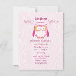Owl Baby Girl PINK Wood Grain Pattern Shower Kaart