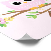 Owl Baby Girl roze gepersonaliseerd poster (Hoek)