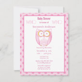 Owl Baby Girl Shower Invitations Kaart (Voorkant)