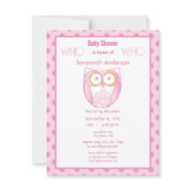 Owl Baby Girl Shower Invitations