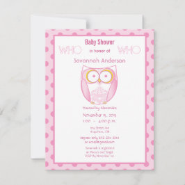 Owl Baby Girl Shower Invitations Kaart