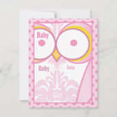 Owl Baby Girl Shower Invitations Kaart (Achterkant)