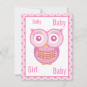 Owl Baby Girl Shower Invitations Kaart (Achterkant)